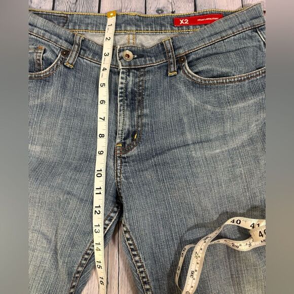 VINTAGE 90s Express X2 Low Rise Festival Rocker Stevie Boho Boot Leg Jeans 10 - Picture 8 of 11